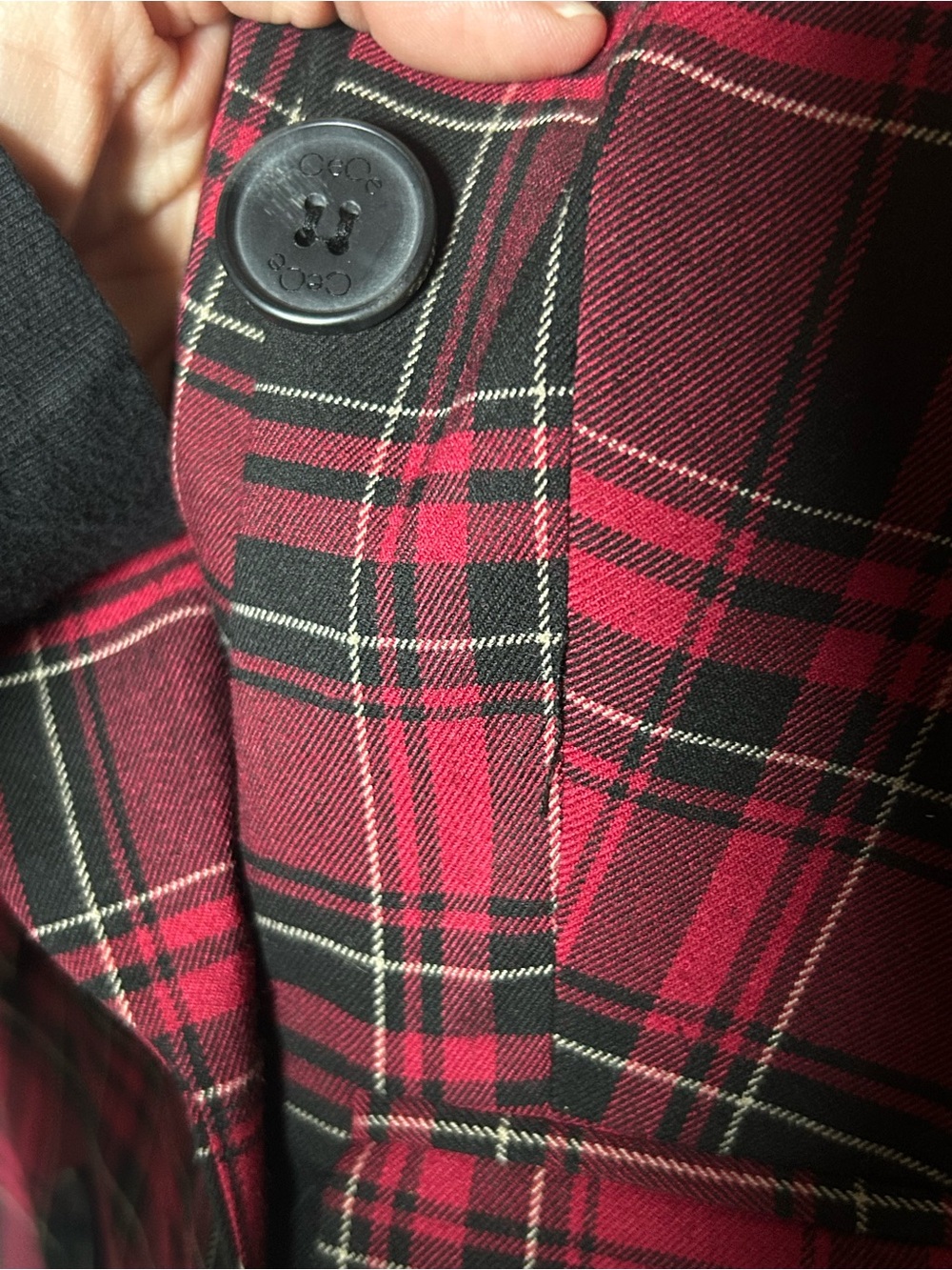 CeCe Red and Black Plaid Double-Breasted Blazer - Picture 6 of 10